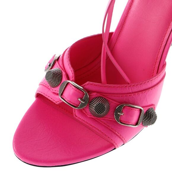 Balenciaga Women's Cagole Ankle Strap Heeled Sandals Leather 110 Pink - Picture 5 of 6